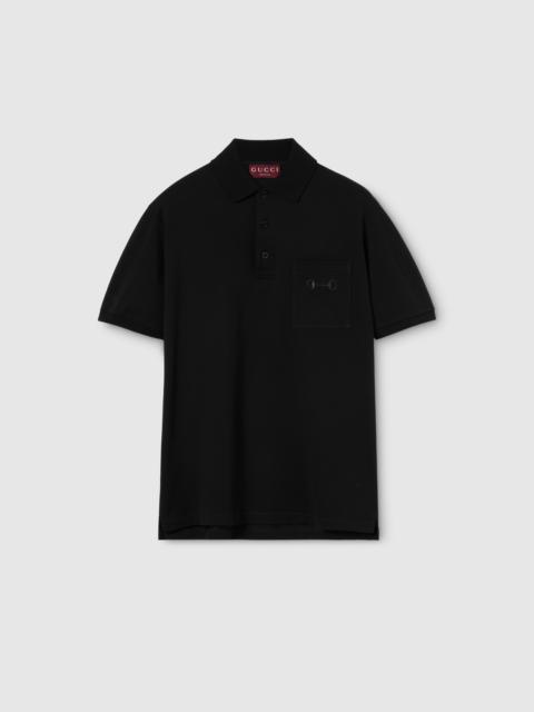Cotton piquet polo shirt with embroidery