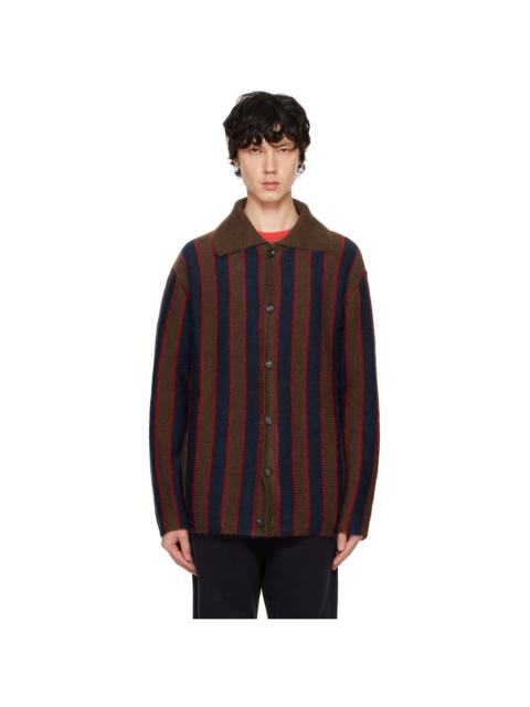 Navy & Brown Mohair Stripe Cardigan