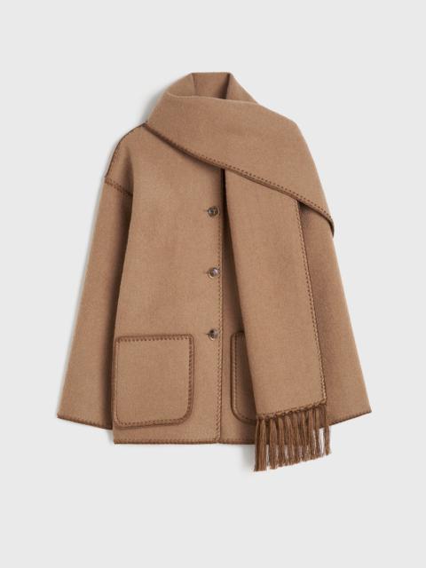 Embroidered scarf jacket camel