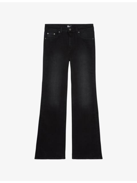 Regular-fit flared-leg high-rise stretch-denim jeans