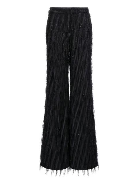 fringed metallic-effect trousers