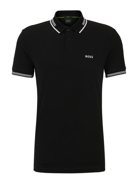 STRETCH-COTTON SLIM-FIT POLO SHIRT WITH BRANDING