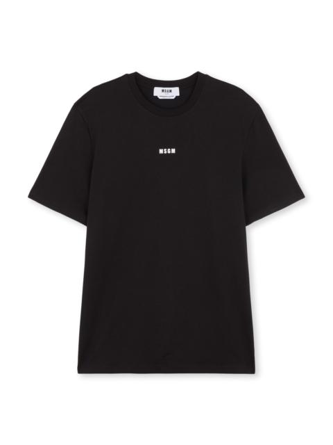 Round neck cotton T-shirt with micro logo
