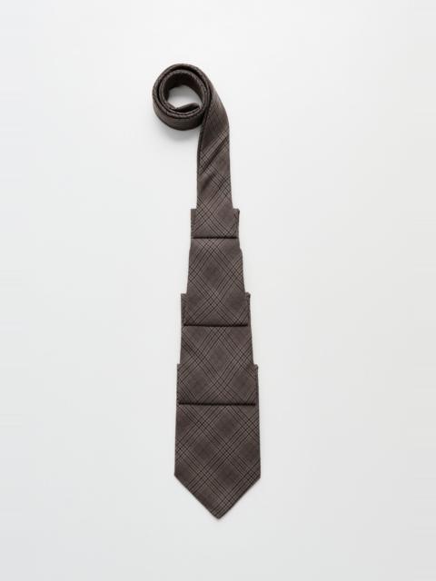 Pleated Tie Dirty Brown Glen Plaid