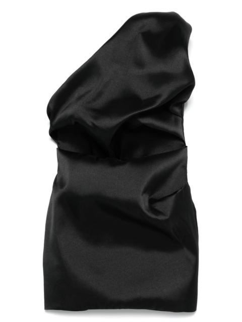 satin draped mini dress