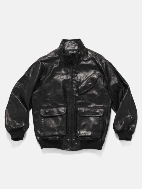Lamb Leather Zip Blouson Black