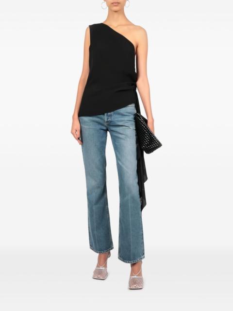 one-shoulder laser-cut top