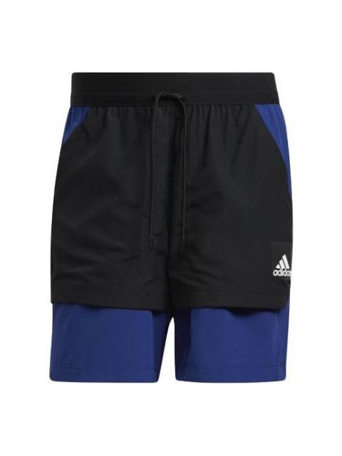 adidas Colorblock Gym Sports Shorts Blue H33615
