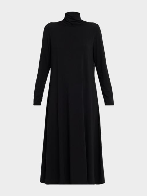 Turtleneck Stretch Jersey Midi Dress