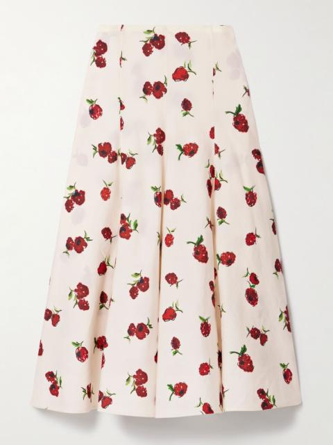 Lenno silk and cotton-blend midi skirt Ecru