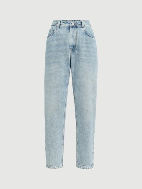 Authentic denim baggy tapered trousers