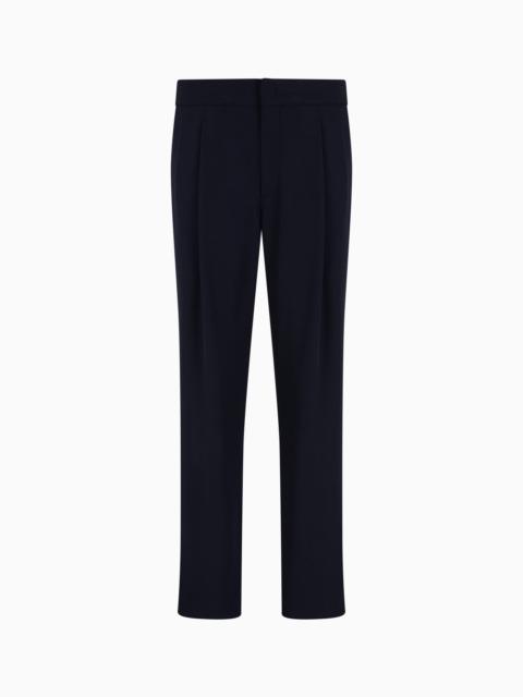SINGLE-PLEAT WOOL-CRÊPE TROUSERS