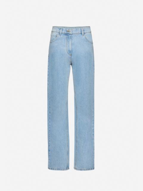 Straight-leg denim pants in light blue