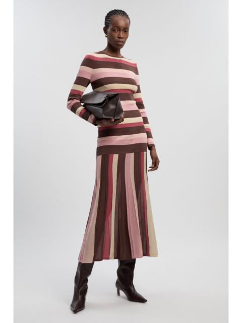 Stripe Long Sleeve Knitted Maxi Dress
