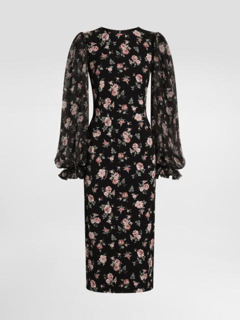 Vintage roses-print charmeuse dress