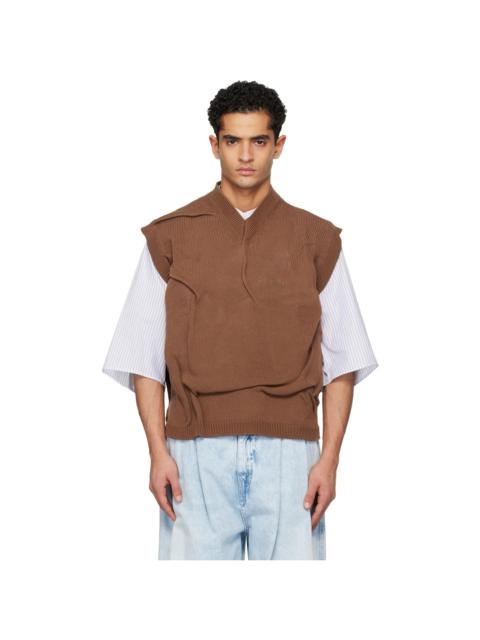 Brown Knit Sweater Vest
