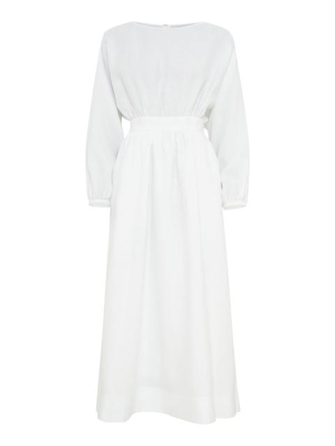 Ahmose Maxi Dress in White Aloe Linen