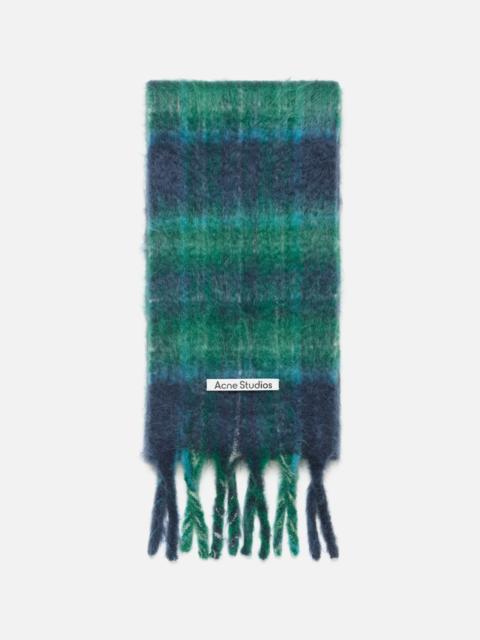 Mohair check scarf - Blue/green