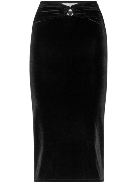 cut-out velvet midi skirt