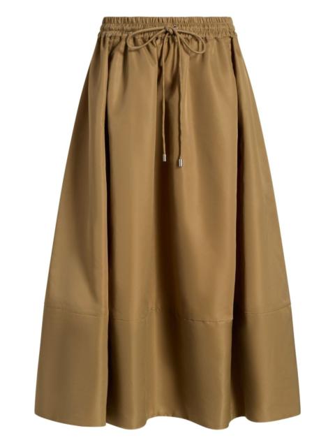 drawstring midi A-line skirt
