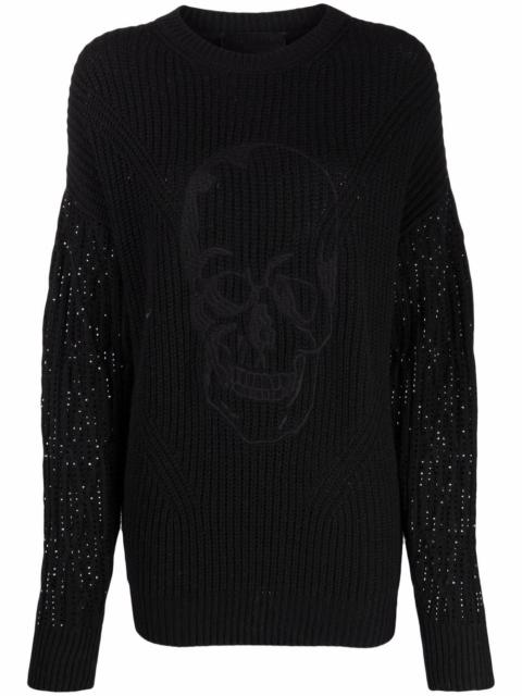 crystal-embellished knitted jumper
