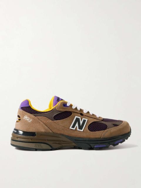 993 Leather-Trimmed Mesh and Suede Sneakers