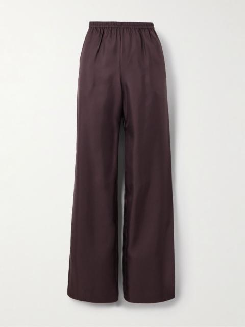 Alera silk-twill wide-leg pants Brown