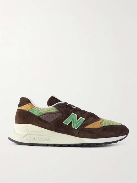 998 Mesh-Trimmed Suede and Leather Sneakers