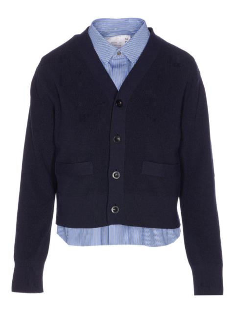 button-front striped shirt cardigan