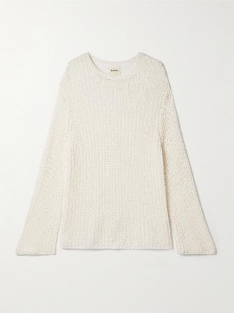 Elowen open-knit cotton sweater Cream