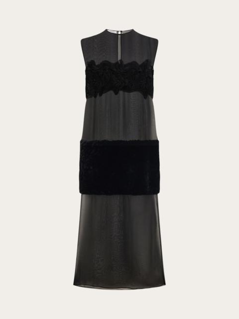 Shift dress with inlay details