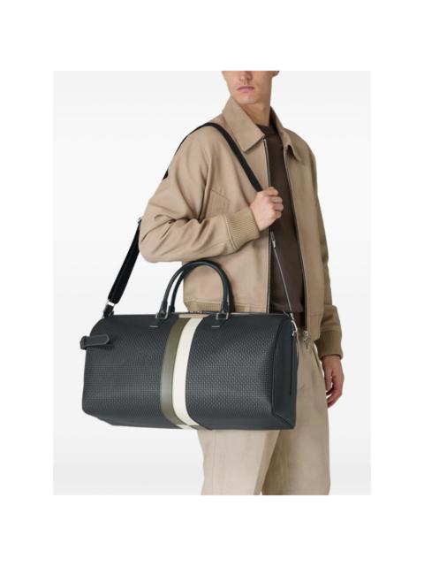 striped leather holdall