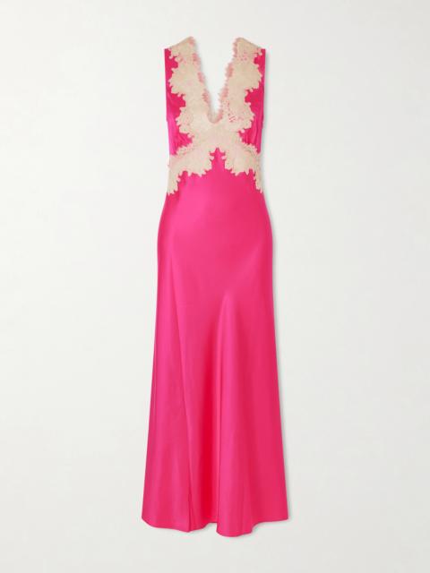 Lysandra Lace-trimmed Satin Midi Dress