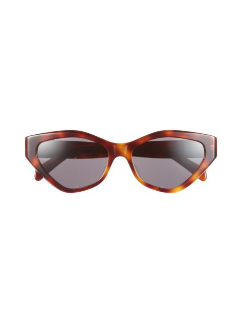 CELINE Triomphe 17 56mm Cat Eye Sunglasses in Blonde Havana /Smoke at Nordstrom