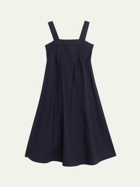 Square-Neck Cotton Midi Dress