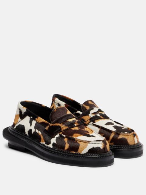 x J.M. Weston 180 calf hair penny loafers