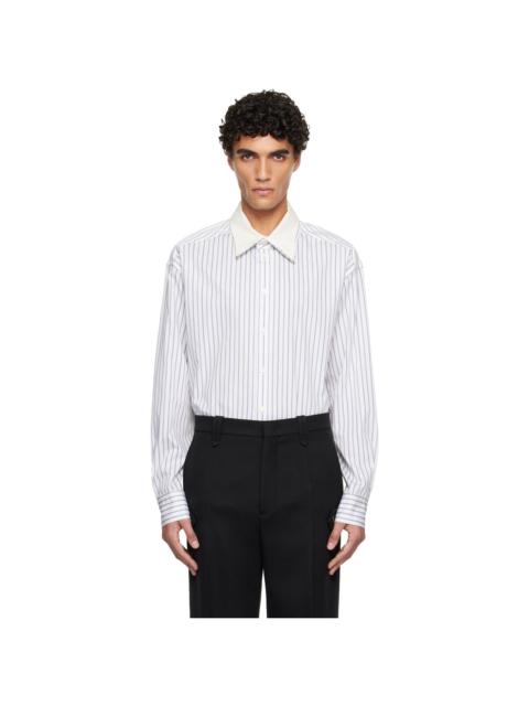 White Oversized Striped Cotton Poplin Shirt