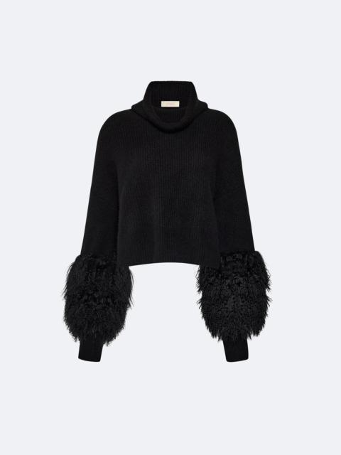 Cashmere Turtleneck Sweater With Shearling