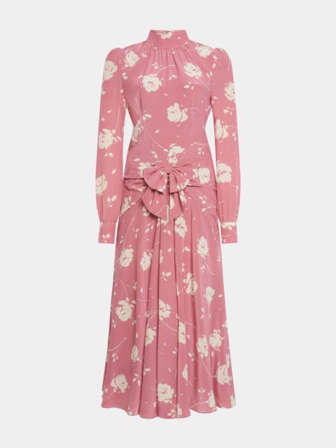 ROSE PRINT HIGH NECK DRESS