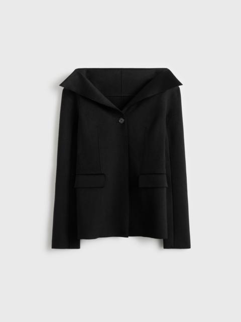 Open collar wool jacket black