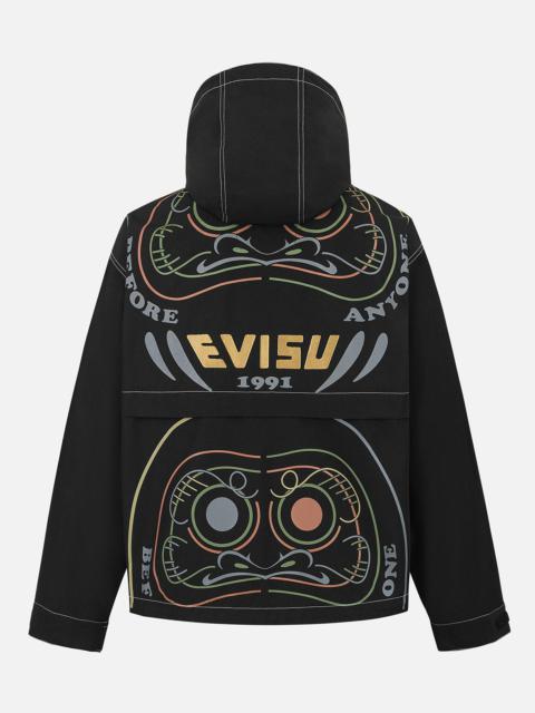 Daruma Print and Logo Appliqué Relax Fit Hooded Jacket