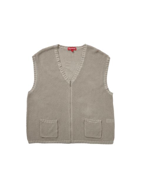 Supreme Dragon Zip Up Sweater Vest Stone