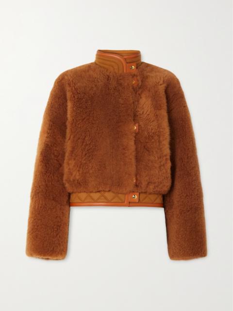 Leather And Quilted Cashmere-trimmed Shearling Jacket