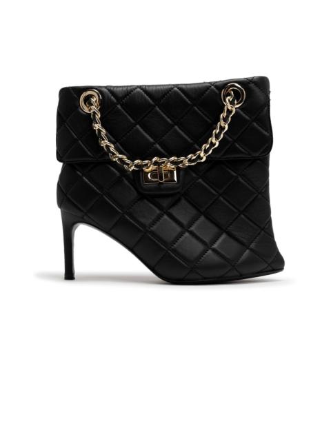 Quilted Bag Detail Pin Heel Short Boots