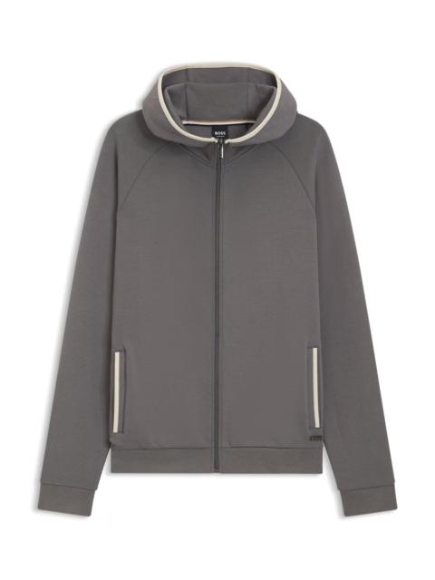 CONTRAST-BINDING ZIP-UP HOODIE IN A COTTON BLEND