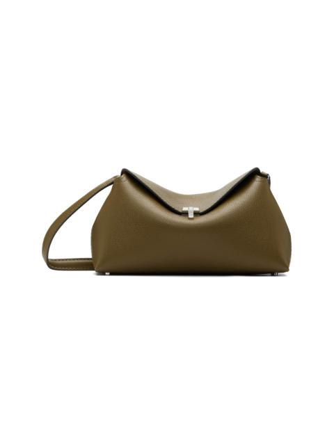 Taupe T-lock Grained Leather Clutch