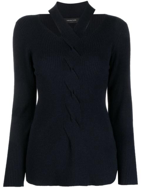 cut-out cable-knit detail jumper
