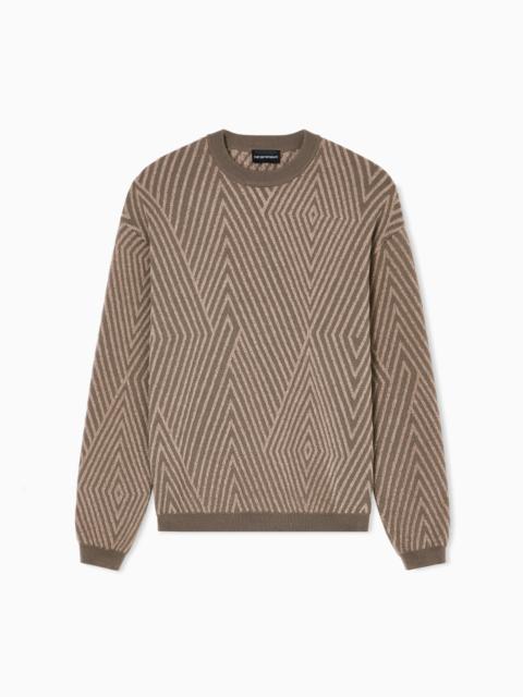 VIRGIN WOOL-BLEND JUMPER WITH OP-ART JACQUARD WITH OVERSIZED DIAMONDS