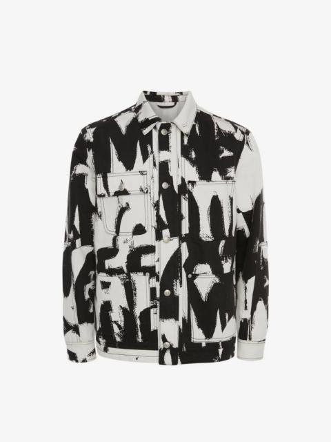 Mcqueen Graffiti Workwear Jacket in White/black
