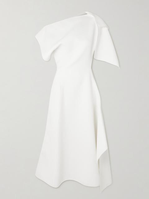 Diadem Off-the-shoulder Asymmetric Draped Crepe Dress